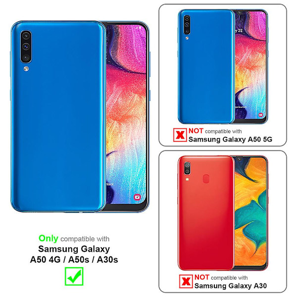 Samsung Galaxy A50 4G / A50s / A30s Cover Case Case - med blommönster och stativfunktion och kortplats FLORAL BLUE Galaxy A50 4G / A50s / A30s