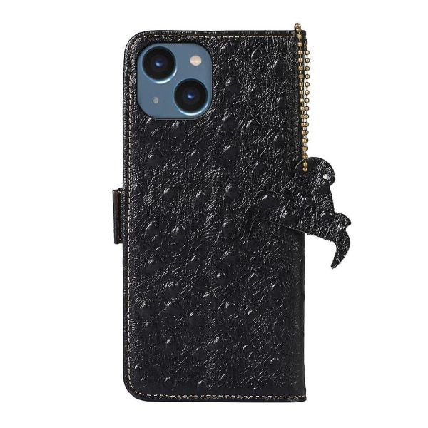 Strutsmönster RFID phone case för iPhone 15 Black