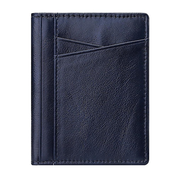 Män Kvinnor Smal Kreditkortsfodral Case Liten läderplånbok med ID-fönster, 8,5*10,5 cm blue
