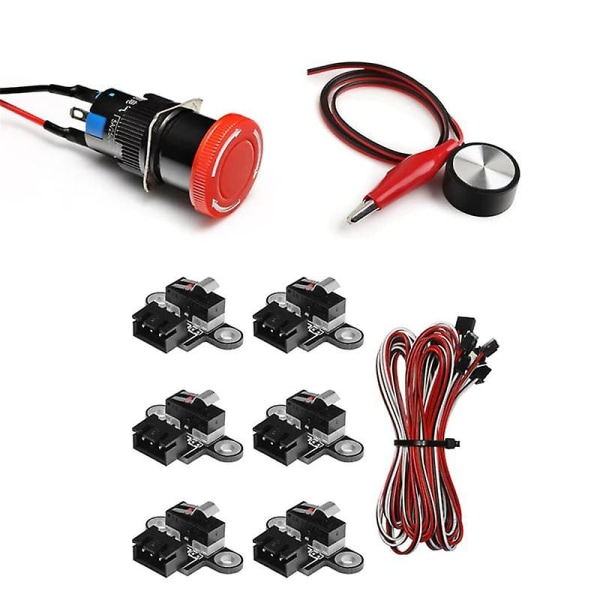 Tillbehörssats för CNC-maskin 3018prove, nödstopp, z-axel verktygsinställning Touch Probe, -switch Blackred none
