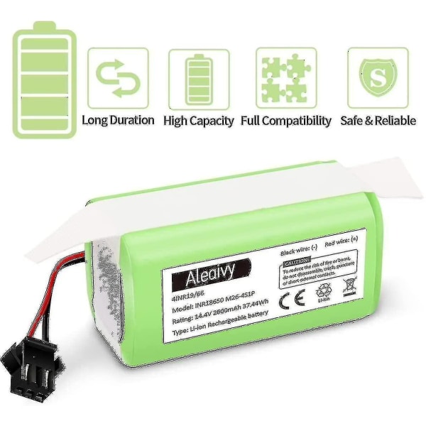 14.4v 2600mah Li-jon uppladdningsbart ersättningsbatteri kompatibel med Ecovacs Deebot N79s, n79, dn622, eufy Robovac 11,11s null none