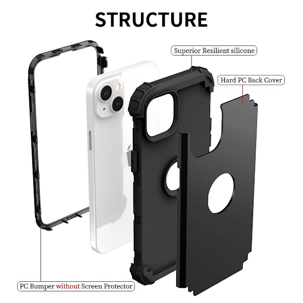 Silikon Hybrid PC- phone case för iPhone 15 Black