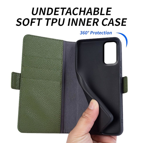 För Samsung Galaxy A33 5g äkta kohudsläder cover Fullt skydd Telefon Flip Case Green