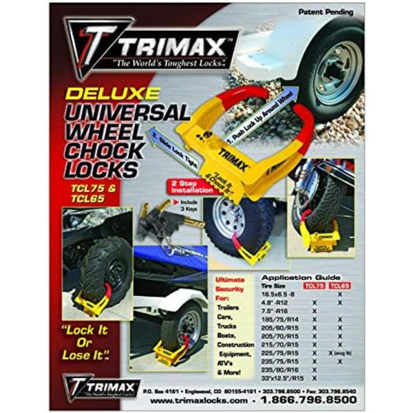 Trimax TCL65 chocklås, gul/röd, 7,25 tum Lock