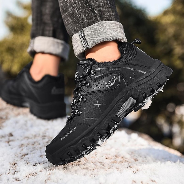Vinter snösneakers för män Vattentåliga skor Anti-halk Casual Lätta vandringsskor 8527 Black 40