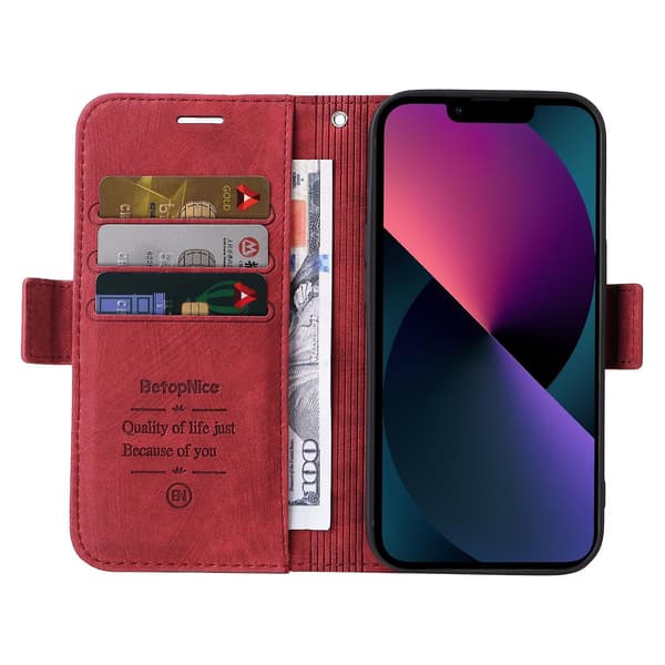 Case med spänne på dubbla sidor för iPhone 15 Red