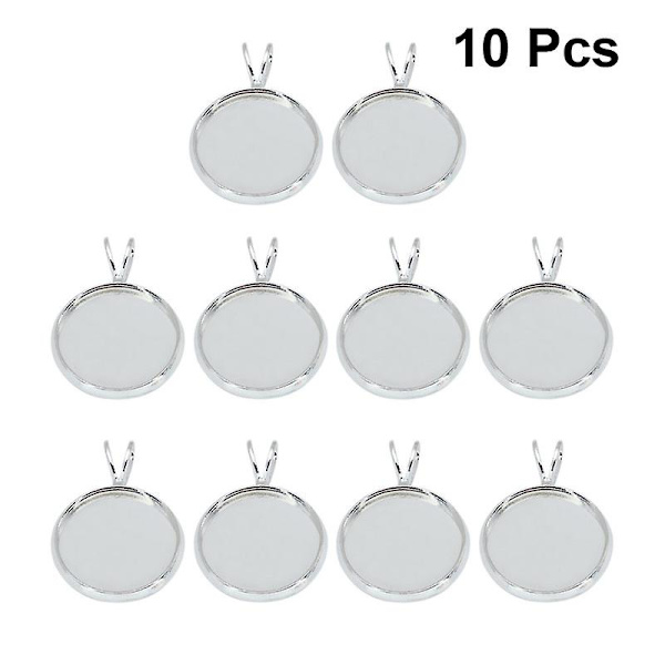 10st 18mm DIY Time Tray Pendant Retro V-formad Hängande Ring Bricka Pendant Diy Rund Form Bezel Pendant Brickor Creative Diy Koppar Tray Penda Silver Size 5