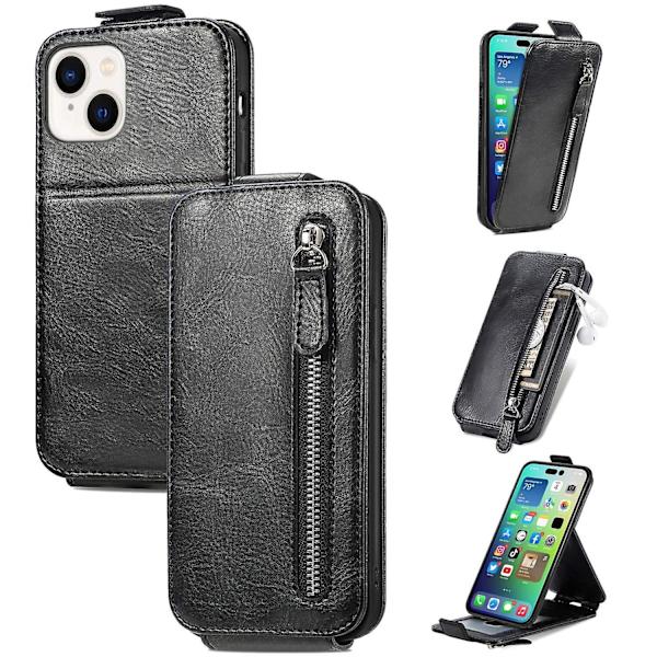 Dragkedja Plånbok Case För iPhone 15 Plus Black