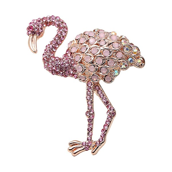 Kristall Flamingo Brosch Mode Legering Flamingo Brosch Dam Flickor Kläder Kläm Tillbehör (ljusrosa) Pink 5.5X4.5cm