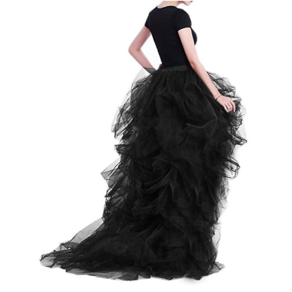 Kvinnor Solid Mesh Tyll Kjol Princess Skirt Mesh Bubble Skirt Black XL