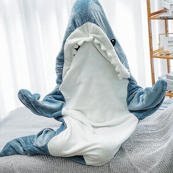 Shark Blanket Hoodie Vuxen - Shark Onesie Adult Bärbar Filt - Shark Filt Super Soft Mysig Flanell Hoodie Shark Sovsäck 190cm