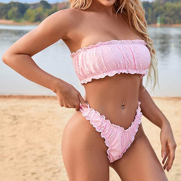 Bikini baddräkt för kvinnor Enfärgad baddräkt Bikini baddräkt Beach Resort baddräkt L none