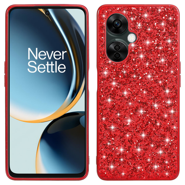 För Oneplus Nord Ce 3 5g glänsande glitter paljetter Cover Galvanisering Tpu Ram Hårt Pc Phone case Red