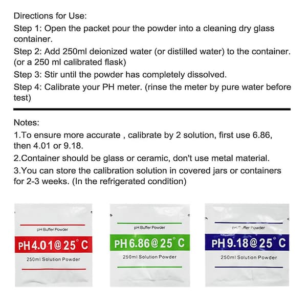 Ph Meter Kalibreringspunkt 3 Typ Ph Buffer Pulver Set Mät Kalibreringslösning Pulver För Ph Test Mätare null none