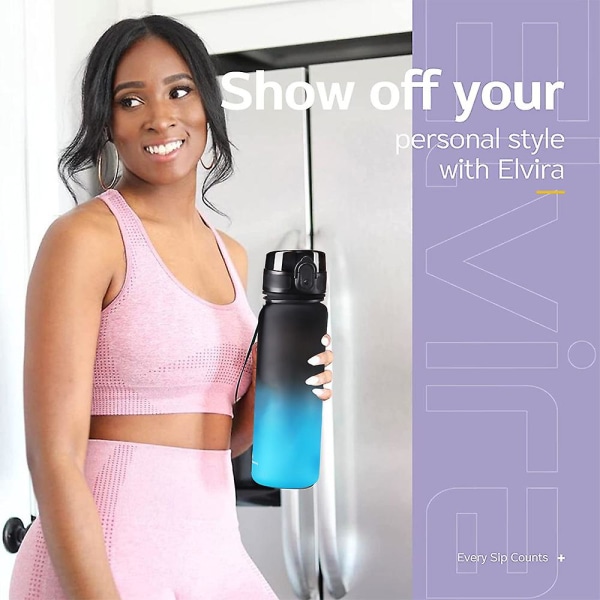 Ny sport Liten Fresh Gradient Water Cup, för fitness, gym och utomhussporter, för kvinnor och män Skolkontor Gym utomhus Shadow Blue 1L