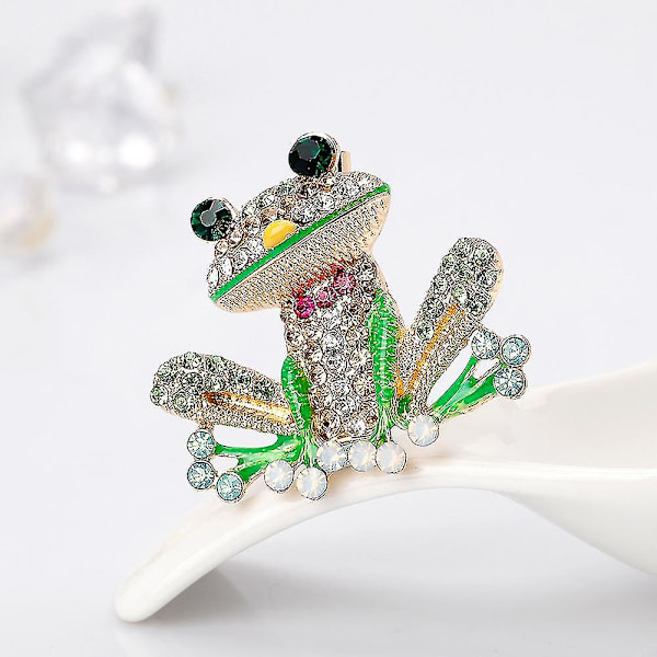 Flerfärgad Rhinestone Frog Brosch Pin Kvinnor Scarf Klänning Dekor Hat Väska Tillbehör