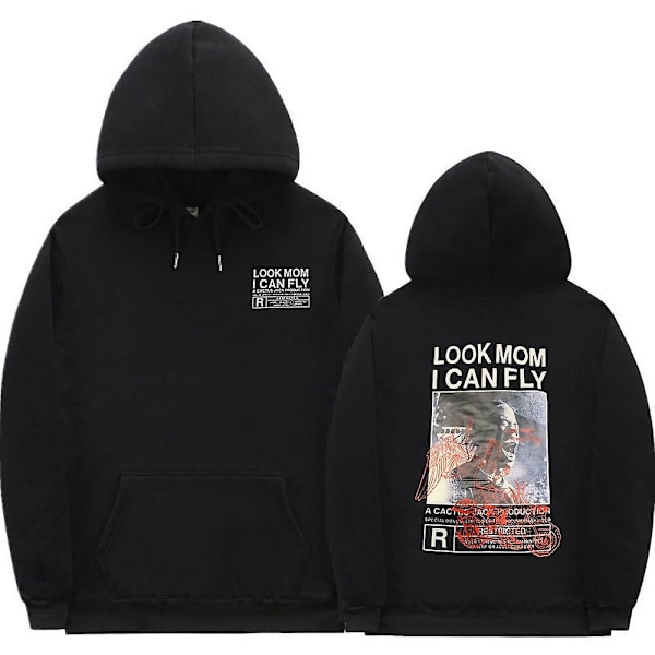 Cactus Jack Hoodie Män Kvinnor Dubbelsidig print Utseende Mamma I Can Fly Travis Scott Hoodies Unisex Hip Hop Streetwear Z0783*black L