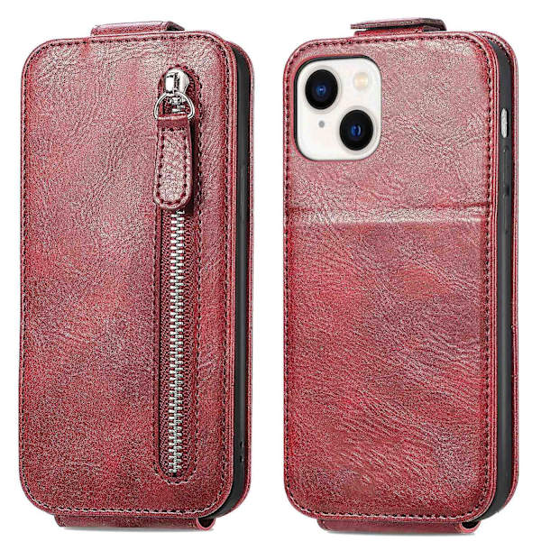 Dragkedja Plånbok Case För iPhone 15 Plus Red
