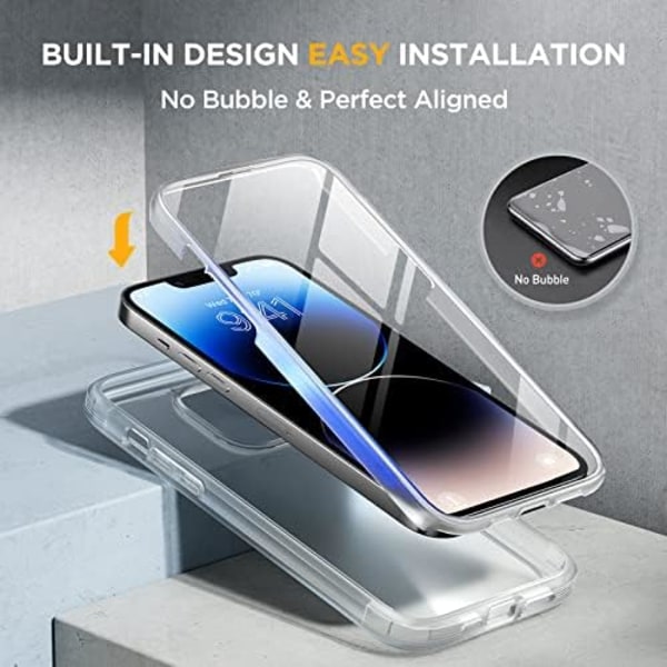 Miracase Glass Series Designad för iPhone 14 Pro Max Case 6,7 tum, [2023 Upgrade] Bumper Case med inbyggd 9H härdat glas Scr Matte Clear