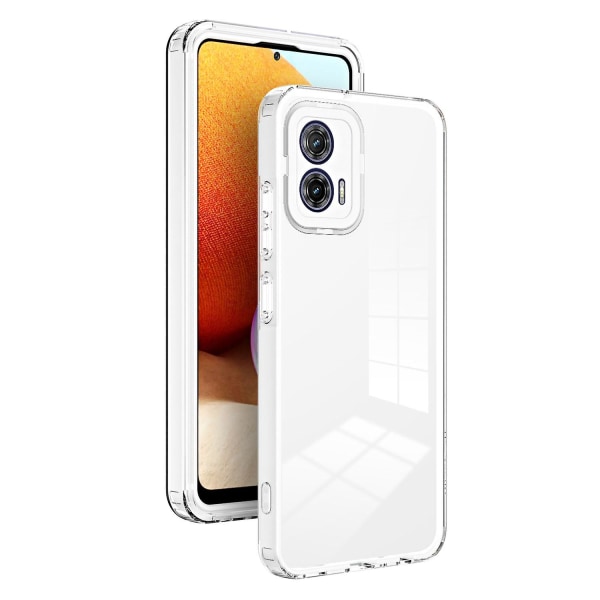 För Motorola Moto G73 5g Tpu Bakplatta + PC-ram + PC-kameraring Case 3-i-1 Transparent anti- cover White