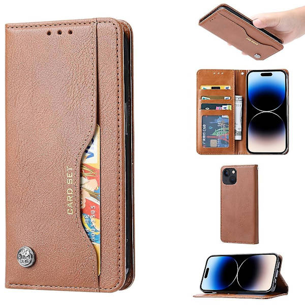Knåda Skin Texture Case för iPhone 15 Brown