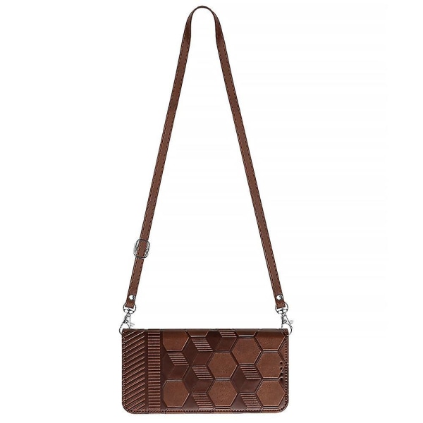 Crossbody PU- phone case för iPhone 15 Plus Brown