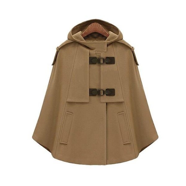 Ny fleecejacka med huva för kvinnor Lös kashmir poncho ullblandningar Vindjacka Höst Vinter Mode Beige XL