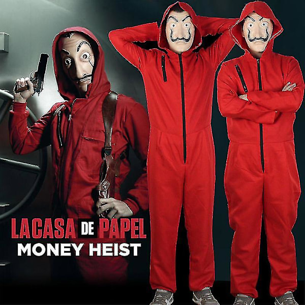 Salvador Dali La Casa De Papel Fancy Dress Kostym Money Heist Cosplay Jumpsuit Mask Party Rollspel Prestanda Outfit Only Costume 2XL