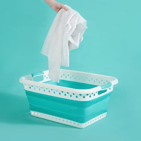 Sammart Hopfällbar tvättkorg i plast - Oval badkar/korg - Hopfällbar förvaringsfack/ organizer - Bärbar tvättbalja - Platssparande tvätt null none