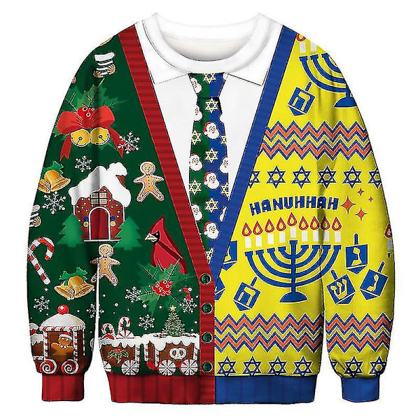 Christmas Crew Neck Pullover Herr Långärmade Sweatshirts Casual Blusar Tröja Toppar L