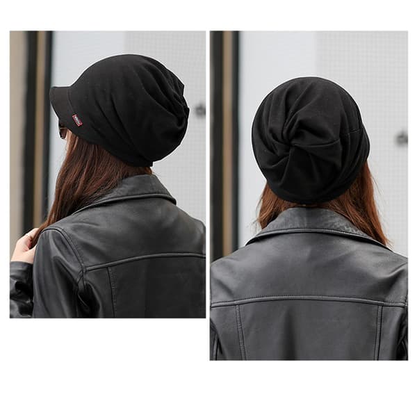 Dammössa i bomull Tjock Varm Vindtät Enkel Solid Color Beanie Hat Coffee