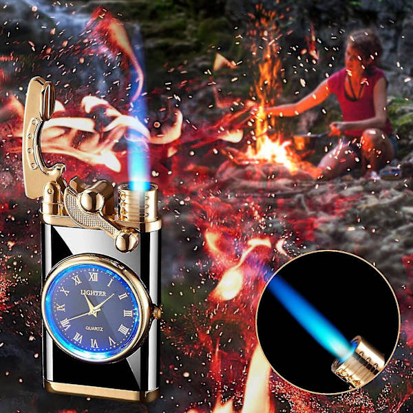 Uppblåsbar tändare med elektrisk watch Creative Dial Rocker Arm Uppblåsbar tändare (gas ingår inte, måste blåsa upp dig själv) Gray