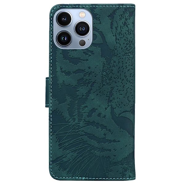 Tiger-präglat case för iPhone 15 Pro Green