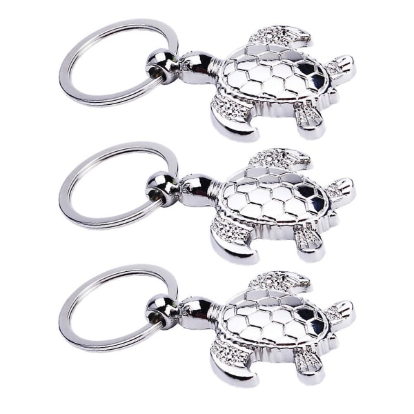 3st mode nyckelring sköldpadda hänge diy nyckelring smycken bil nyckelring ring Silver 8X3.7X0.6CM