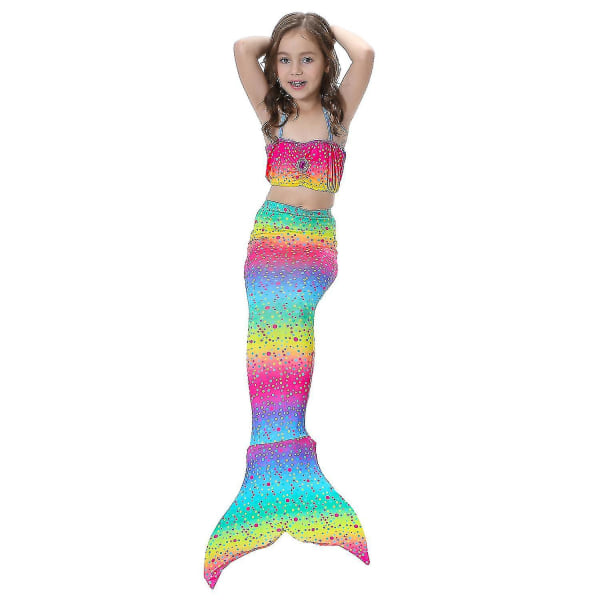 Barn Flickor Mermaid Tail Bikini Set Baddräkt Badkläder Simdräkt Multicolour 8-9 Years