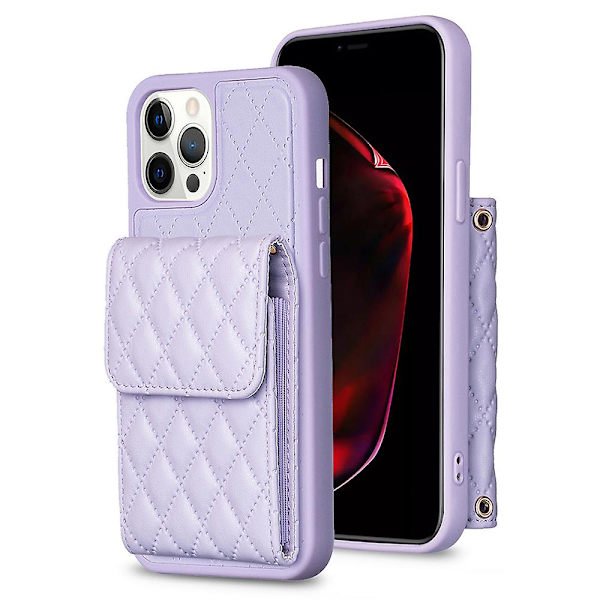 Bf22-stil case för Iphone 12 Pro Max Pu Läderbelagd Tpu Kickstand Cover Purple