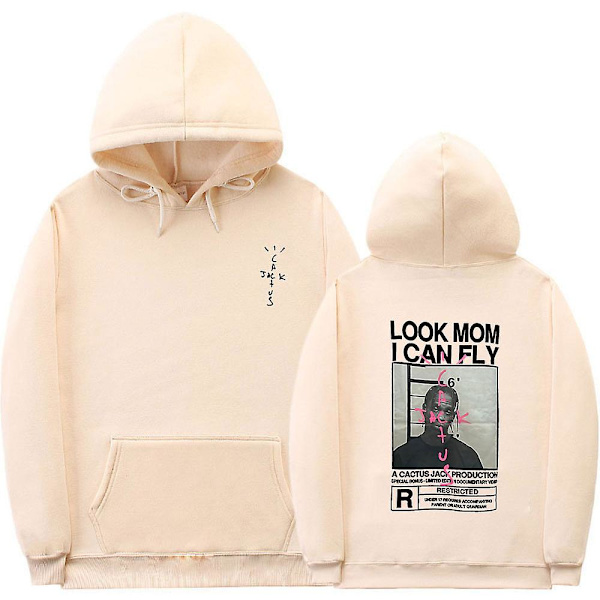 Cactus Jack Hoodie Män Kvinnor Dubbelsidig print Utseende Mamma I Can Fly Travis Scott Hoodies Unisex Hip Hop Streetwear Khaki XL