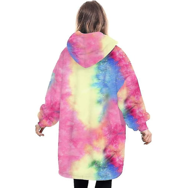 Filt Hoodie Fluffy Fleece Hoodie Filt För Dam Tie Dye One Size