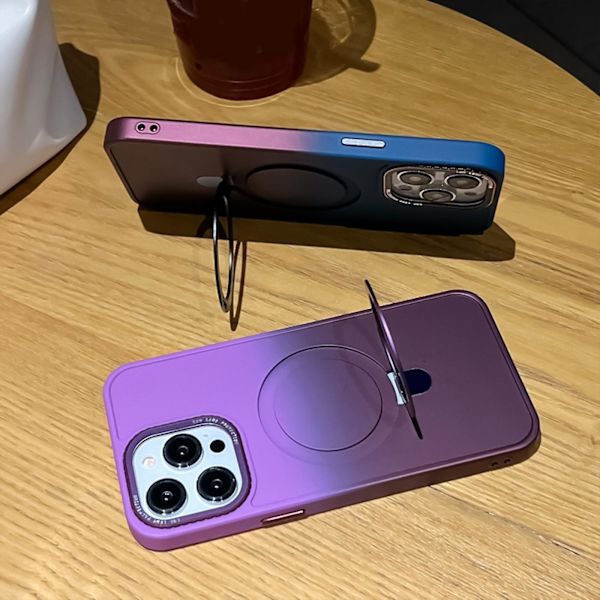 Gradient Color Magsafe Case Kompatibel med Iphone 15 Pro Max, Soft Tpu Anti-dropp Stötsäkert cover med magnetiskt osynligt stativ Blue-Red For iPhone 15 Pro Max