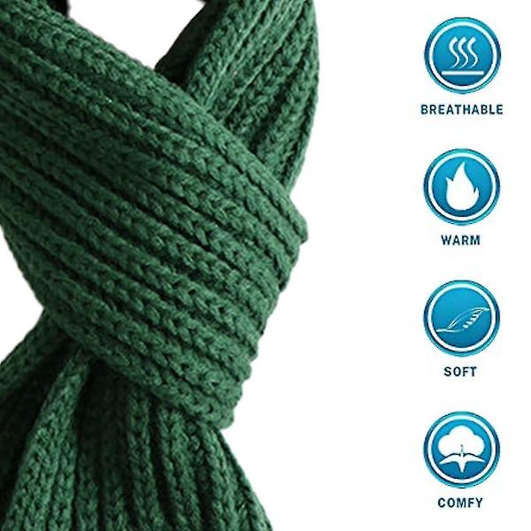 Småbarn Barn Halsduk Pojkar Flickor Vinterstickade Varma Halsdukar Hals Warmer_mi green