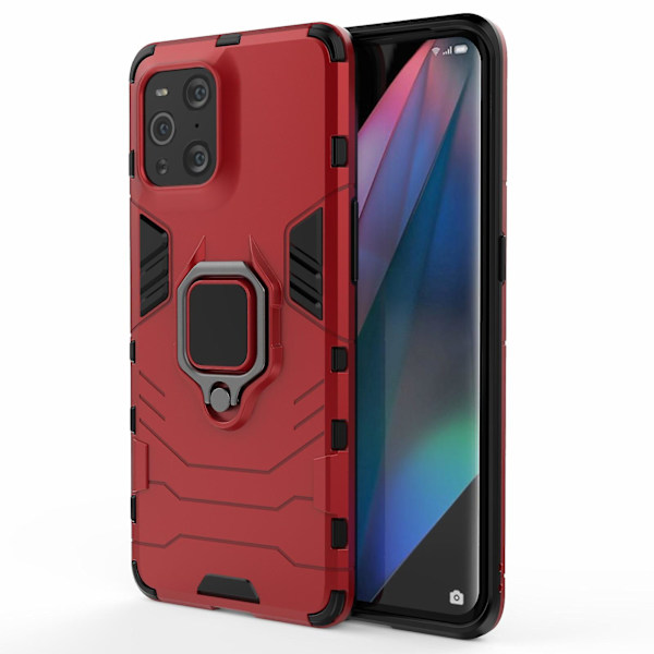 Cool Guard Pc + Tpu Combo Kickstand Hybrid Phone Cover Case för Oppo Find X3/x3 Pro Red