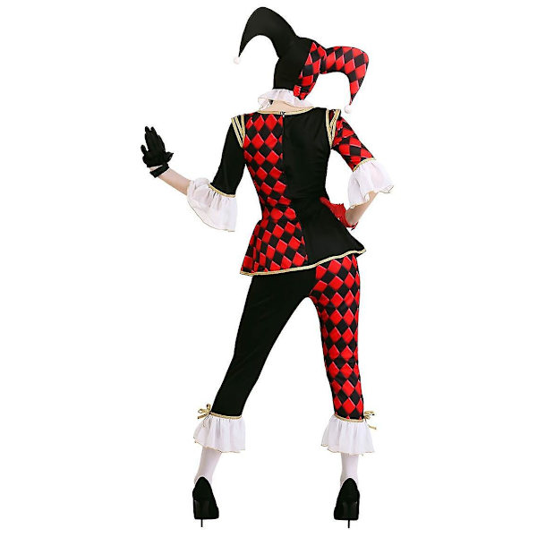 Halloween Clown Cosplay Kostym för Kvinnor och Män - Skräckfylld, Fult, Kriminell, Mördares Cirkus Clown Festkläder M