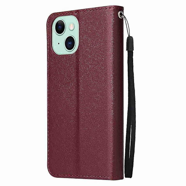 Phone case i läder för iPhone 15 Dark red