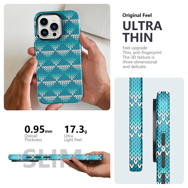 Textile Texture Matt Case för iPhone 15 Light blue