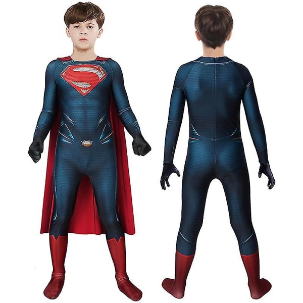 Superman Superhjälte Clark Kent Kal El Cosplay Dräkt Bodysuit Jumpsuit Halloween Party Kostymer För Barn Aldult Style 1 140