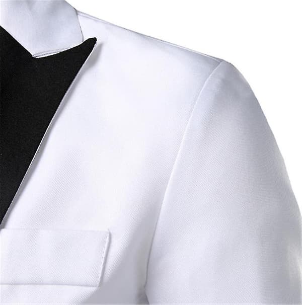 Herr Patchwork Färg Lapel Enkelrad Enknapps kostymrock Vit XL