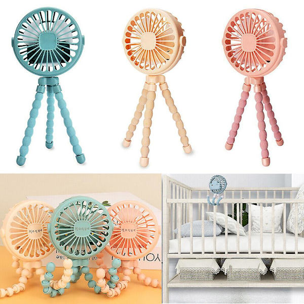 USB Fläkt Flexibel Octopus Clip-on Mini Fläkt Led Handheld Fläktar För Baby Blue