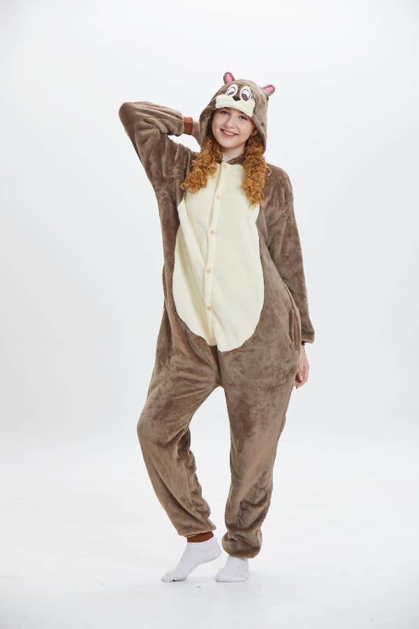 Chipmunk Pyjamas Djurdräkt Jumpsuit Halloween Cosplay S
