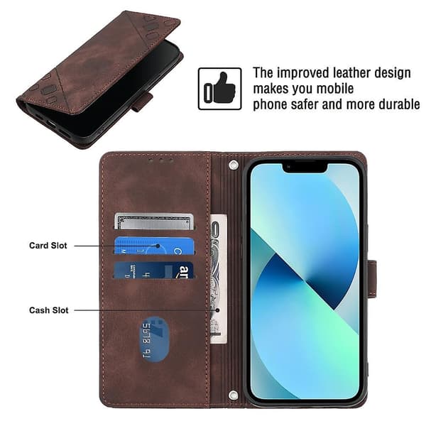 Hudkänsla PU- case för iPhone 15 Brown