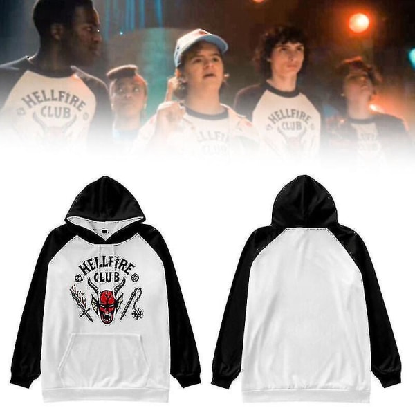 Vuxna Unisex Stranger Things Säsong 4 Hellfire Club T-shirt Topp med huvtröjor Top Hoodie XL